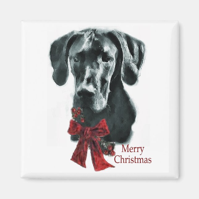 Great Dane Black Christmas Geschenke Magnet (Vorne)