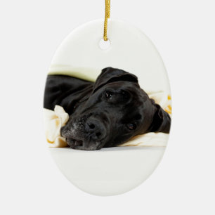 Great Dane - black / Deutsche Dogge - schwarz Keramik Ornament