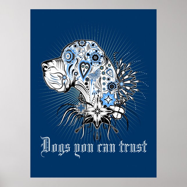 Great Dane Black Heart Poster (Vorne)