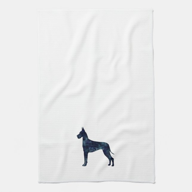 Great Dane Black Watercolor Silhouette Geschirrtuch (Vertikal)