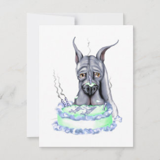 Great Dane Blue Birthday Cake Face Einladung