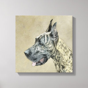 Great Dane (Brindle) Malerei - Original Hund Kunst Leinwanddruck