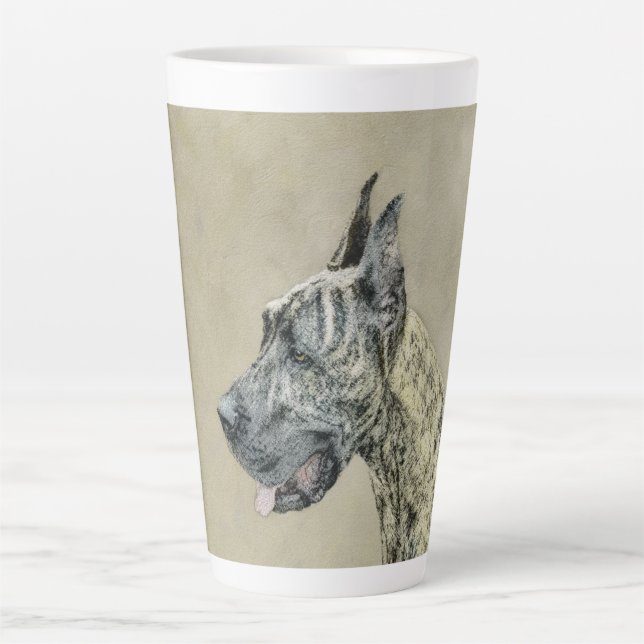 Great Dane (Brindle) Malerei - Original Hund Kunst Milchtasse (Vorderseite)