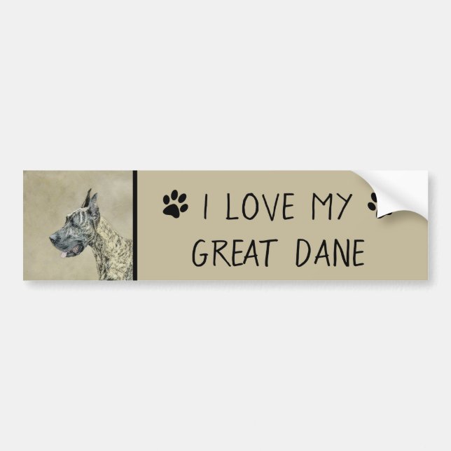 Great Dane (Brindle) Malerei - Original Hunde Art Autoaufkleber (Vorne)