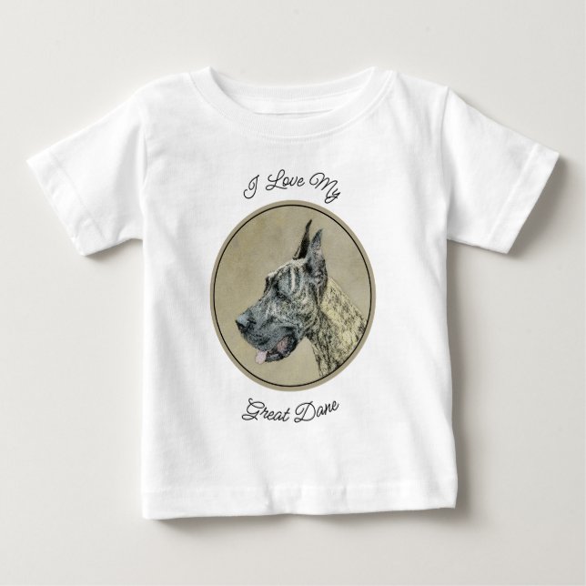Great Dane (Brindle) Malerei - Original Hunde Art Baby T-shirt (Vorderseite)