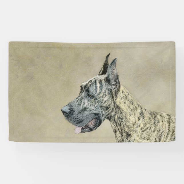 Great Dane (Brindle) Malerei - Original Hunde Art Banner (Horizontal)