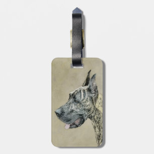 Great Dane (Brindle) Malerei - Original Hunde Art Gepäckanhänger