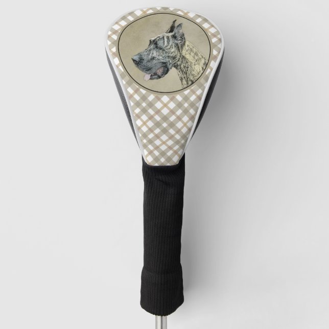 Great Dane (Brindle) Malerei - Original Hunde Art Golf Headcover (Vorderseite)