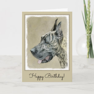 Great Dane (Brindle) Malerei - Original Hunde Art Karte