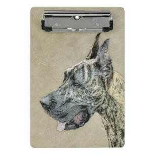 Great Dane (Brindle) Malerei - Original Hunde Art Mini Klemmbrett