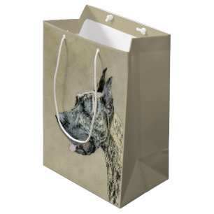 Great Dane (Brindle) Malerei - Original Hunde Art Mittlere Geschenktüte