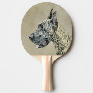 Great Dane (Brindle) Malerei - Original Hunde Art Tischtennis Schläger