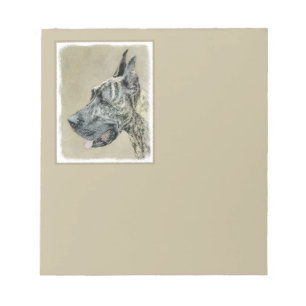 Great Dane (Brindle) Malerei - Originale Hundekuns Notizblock