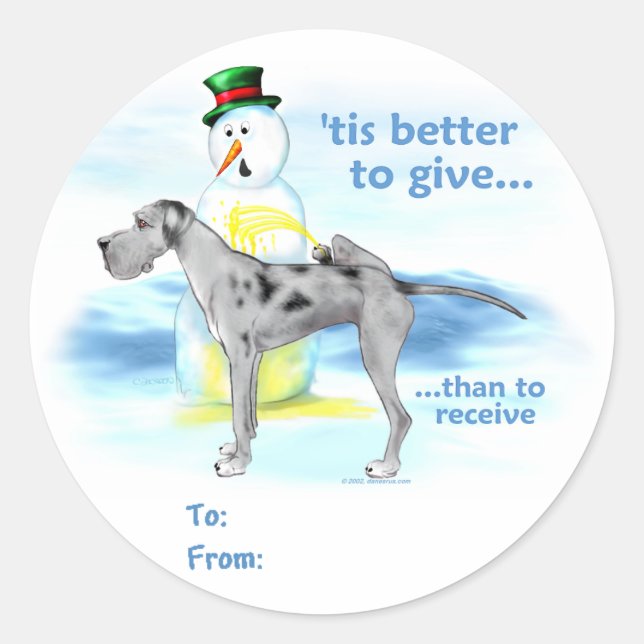 Great Dane BTG Merle UC Geschenktasten Runder Aufkleber (Vorderseite)