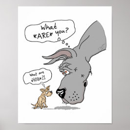 Great Dane & Chihuahua Blue Poster