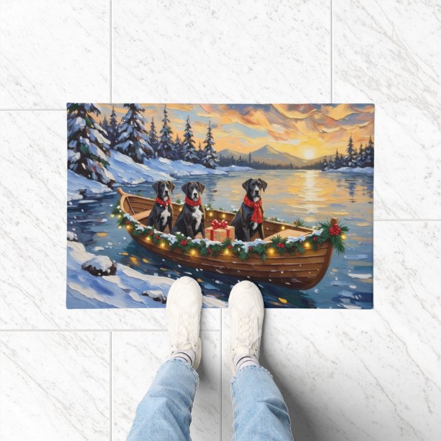 Great Dane Christmas Boat Holiday Fußmatte (Indoor)