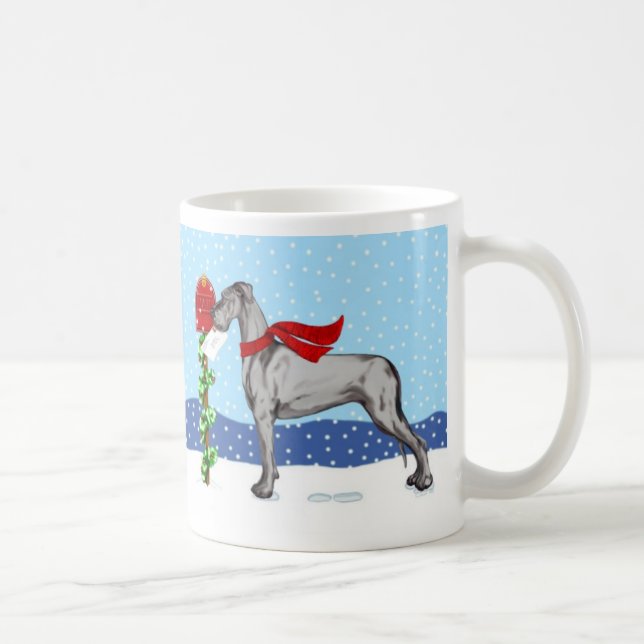 Great Dane Christmas Mail Black UC Kaffeetasse (Rechts)