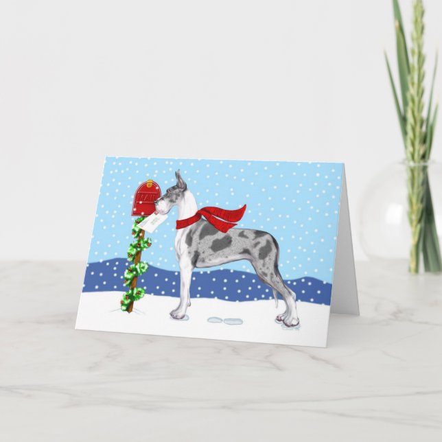 Great Dane Christmas Mail Merle Feiertagskarte (Vorderseite)