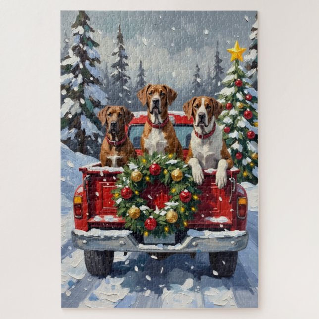 Great Dane Christmas Red Truck Holiday (Vertikal)