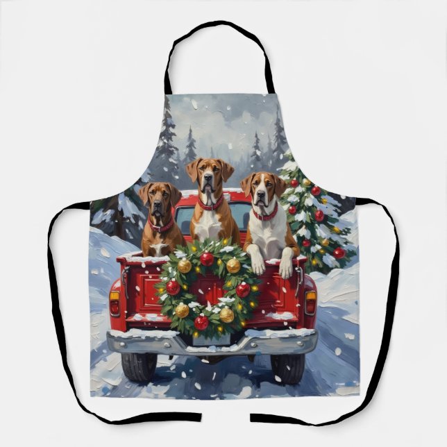 Great Dane Christmas Red Truck Holiday Schürze (Vorderseite)