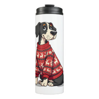 Great Dane Christmas Sweater Thermosbecher