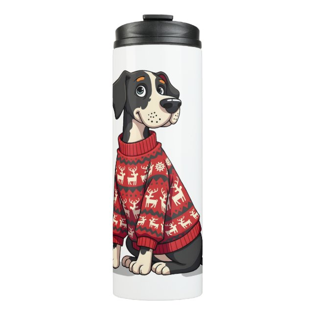 Great Dane Christmas Sweater Thermosbecher (Vorderseite)