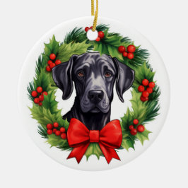 Great Dane Christmas Wreath Keramik Ornament
