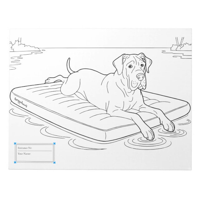 Great Dane coloring contest fun  Notizblock (Vorderseite)