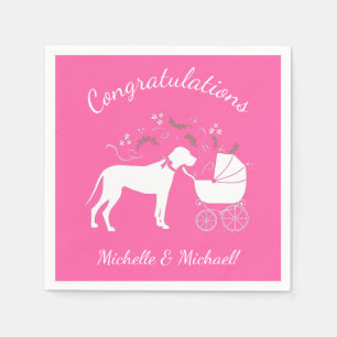 Great Dane Dog Baby Dusche Puppy Pink Girl Serviette