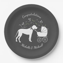 Great Dane Dog Baby Dusche Welpe Grau Pappteller