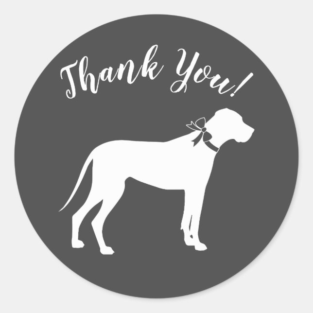 Great Dane Dog Baby Dusche Welpe Grau Runder Aufkleber (Vorderseite)