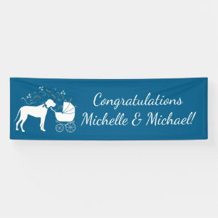 Great Dane Dog Baby Shower Welpe Blue Boy Banner