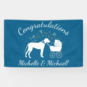 Great Dane Dog Baby Shower Welpe Blue Boy Banner