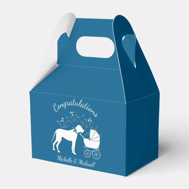 Great Dane Dog Baby Shower Welpe Blue Boy Geschenkschachtel (Vorderseite)