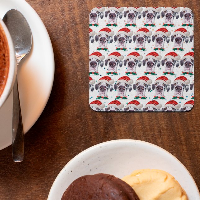 Great Dane Dog Breen Weihnachtsstars Rechteckiger Pappuntersetzer (Von Creator hochgeladen)