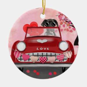 Great Dane Dog Car mit Herz Valentins Keramik Ornament