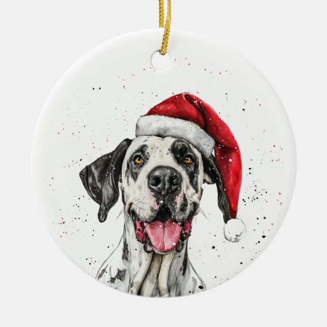 Great Dane Dog Christmas Personalized Keramik Ornament (Vorne)