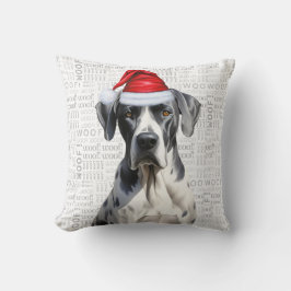 Great Dane Dog Funny Watercolor Weihnachten Kissen