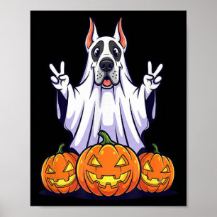 Great Dane Dog Ghost Pumpkin Boo Halloween Kinder Poster