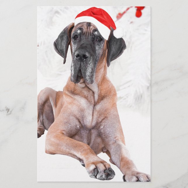 Great Dane Dog Hat frohe Weihnachten Briefpapier (Vorderseite)