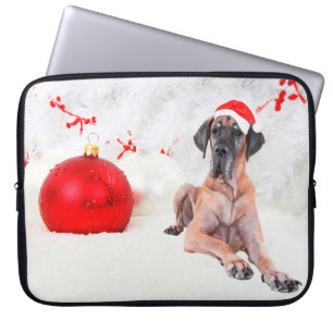 Great Dane Dog Hat Frohe Weihnachts Red Ornament Laptopschutzhülle