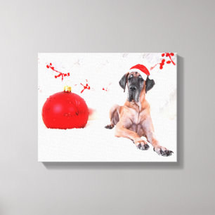 Great Dane Dog Hat Frohe Weihnachts Red Ornament Leinwanddruck
