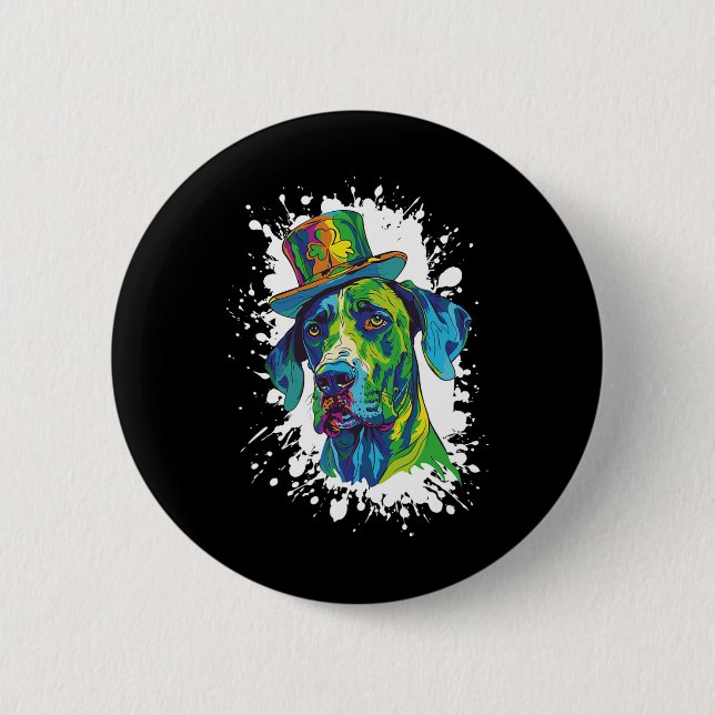 Great Dane Dog Head Irish Funny St Patricks Day Button (Vorderseite)