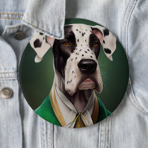 Great Dane Dog in St. Patrick's Day Dress Button