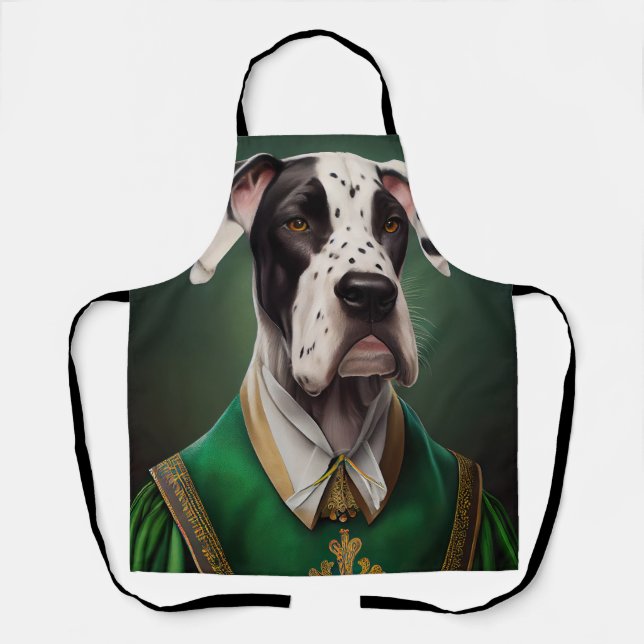 Great Dane Dog in St. Patrick's Day Dress Schürze (Vorderseite)