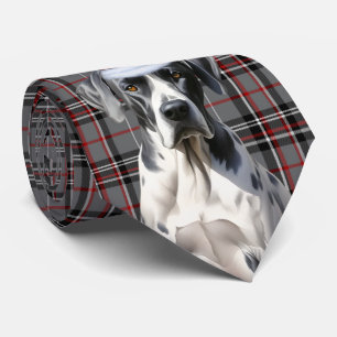 Great Dane Dog Red and Grau Karierte Weihnachten Krawatte