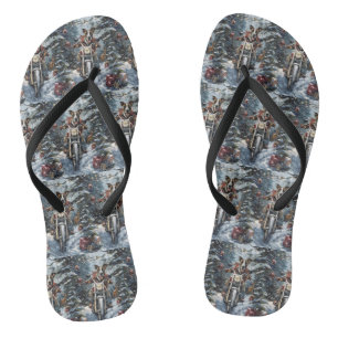 Great Dane Dog Riding Motorrad Weihnachten Flip Flops