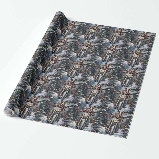 Great Dane Dog Riding Motorrad Weihnachten Geschenkpapier (Ungerollt)