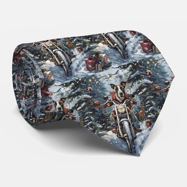 Great Dane Dog Riding Motorrad Weihnachten Krawatte (Gerollt)