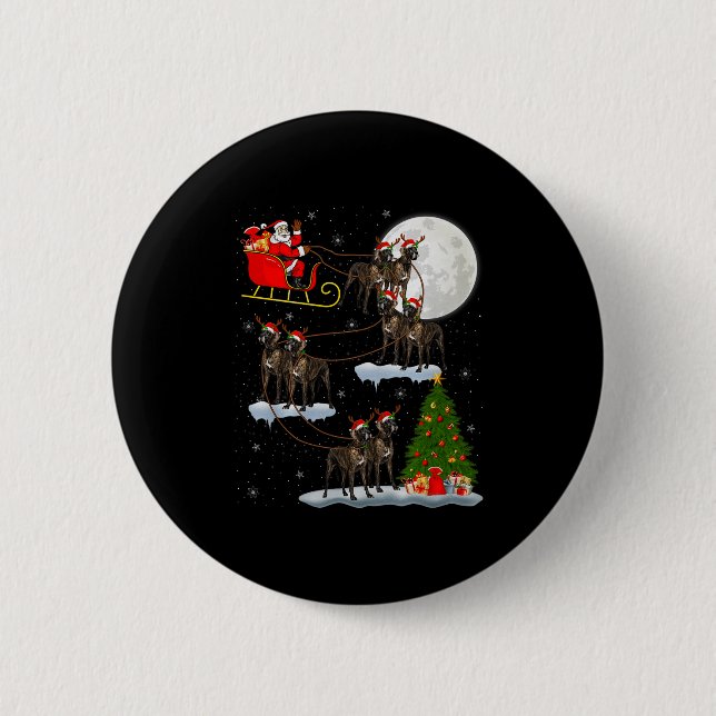 Great Dane Dog Santa Sleigh Flying Funny Magical C Button (Vorderseite)